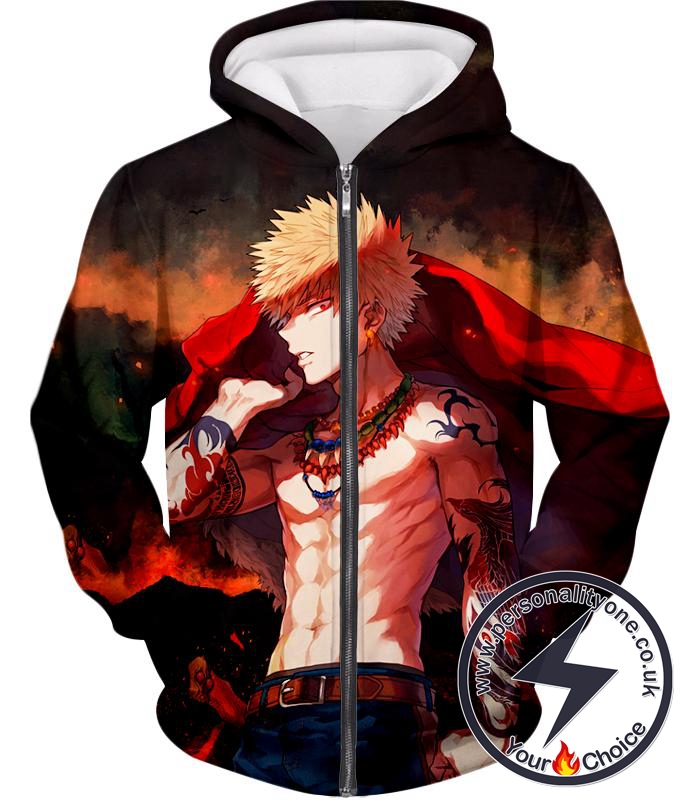 My Hero Academia Handsome Hero Fan Made Bakugo Katsuki Cool Anime Promo Zip Up Hoodie